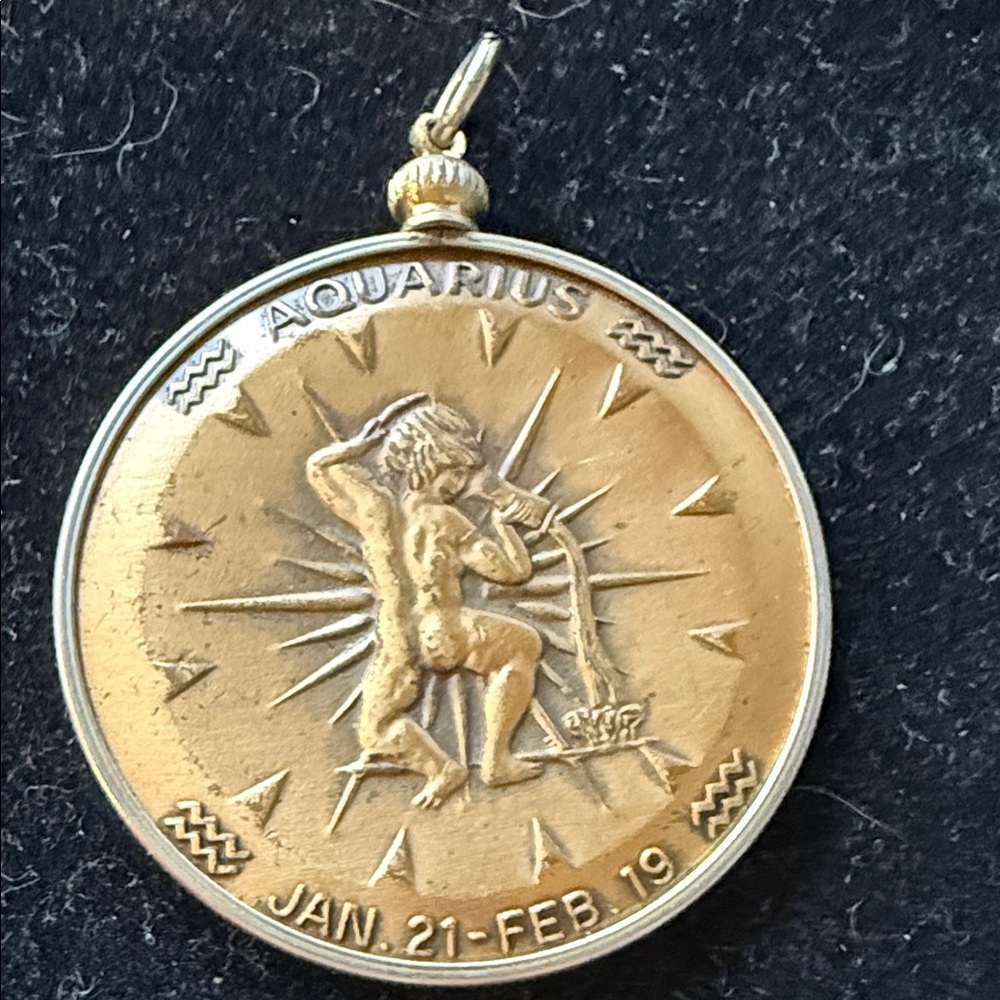 Gold and Silver Aquarius Zodiac Pendant
